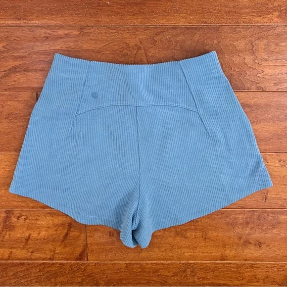 Lululemon Ribbed Softstreame Soft Stream High Rise Shorts Utility Blue Sz 4 - Picture 4 of 6